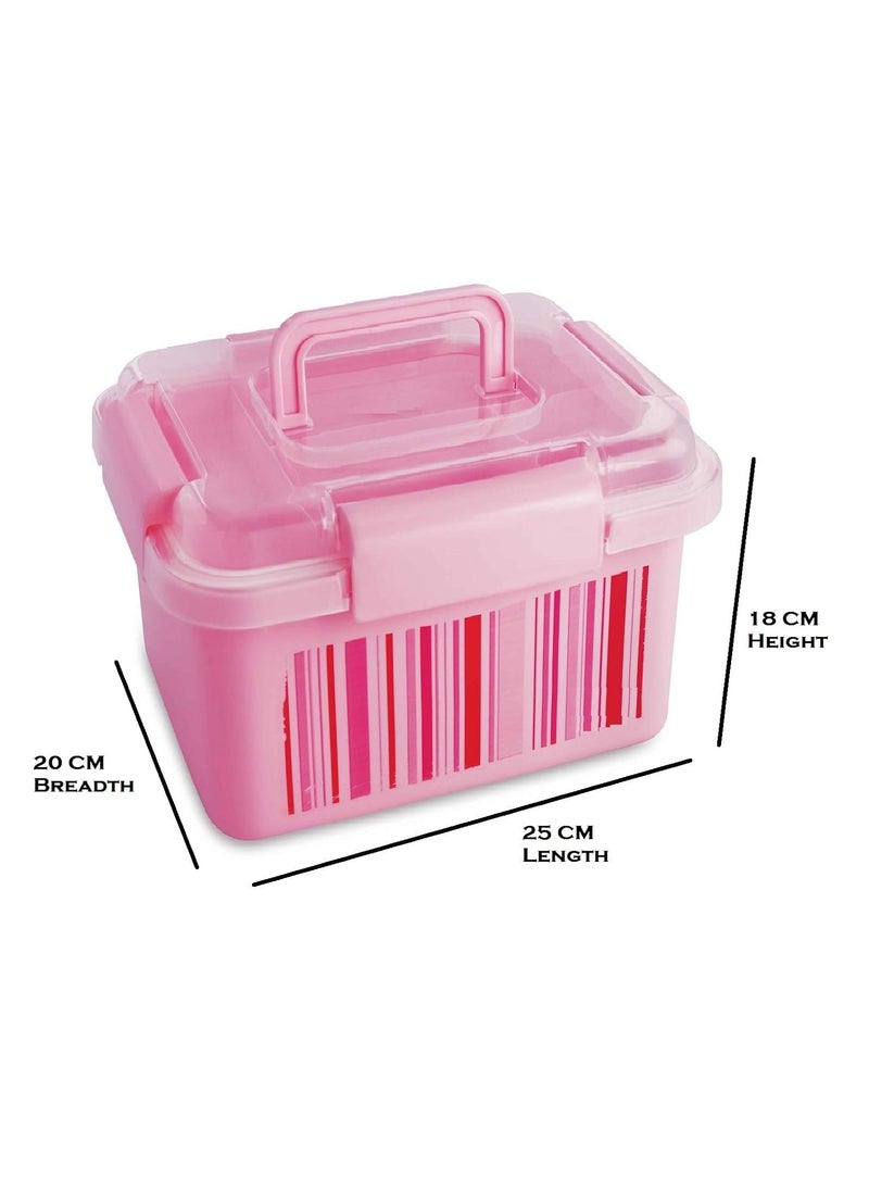 aaKaR Sonal Multi Purpose Rectangular Storage Box for Medical First Aid Jewelry Large Pink