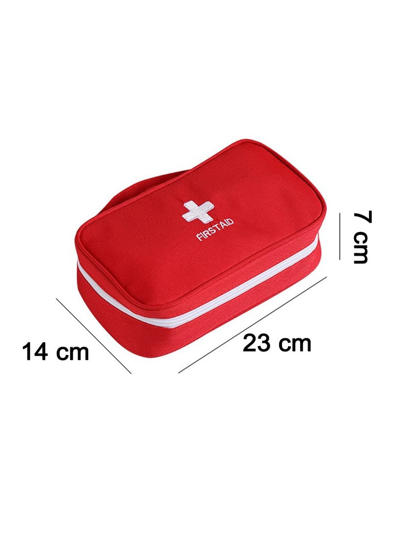 Market99 Red Rectangular Polyester First Aid Box Emergency Indoor Outdoor Medical Utility Cabinet Organizer Portable First Aid Box