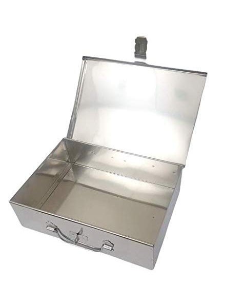 Crevita Stainless Steel Empty First Aid BoxSS Medicines Storage Peti 12 L x 9 W x 3 H
