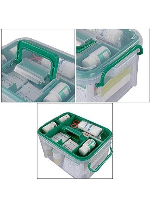 Jugte First Aid Medical Box With 6 Compartments Emergency Transparent Medical Kit Box Medicine Storage Box With Detachable Tray And Lid First Aid Kit Storage Box First Aid Box Plastic