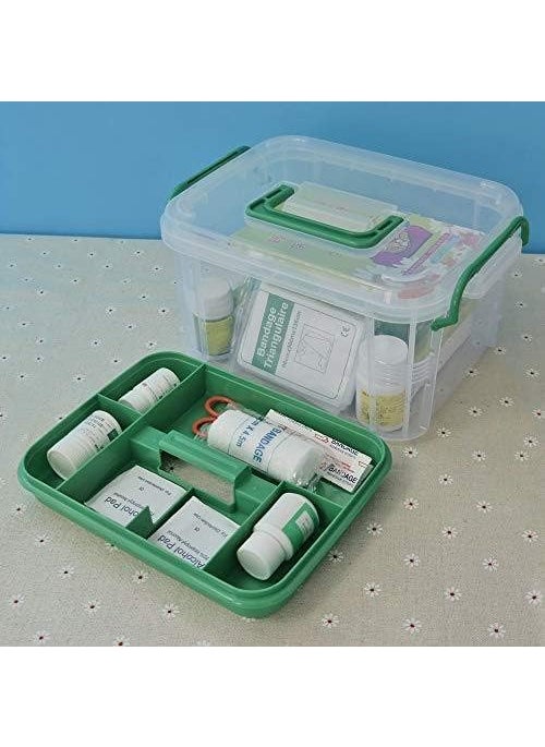 Jugte First Aid Medical Box With 6 Compartments Emergency Transparent Medical Kit Box Medicine Storage Box With Detachable Tray And Lid First Aid Kit Storage Box First Aid Box Plastic