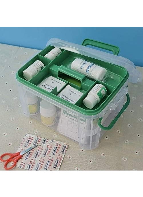 Jugte First Aid Medical Box With 6 Compartments Emergency Transparent Medical Kit Box Medicine Storage Box With Detachable Tray And Lid First Aid Kit Storage Box First Aid Box Plastic