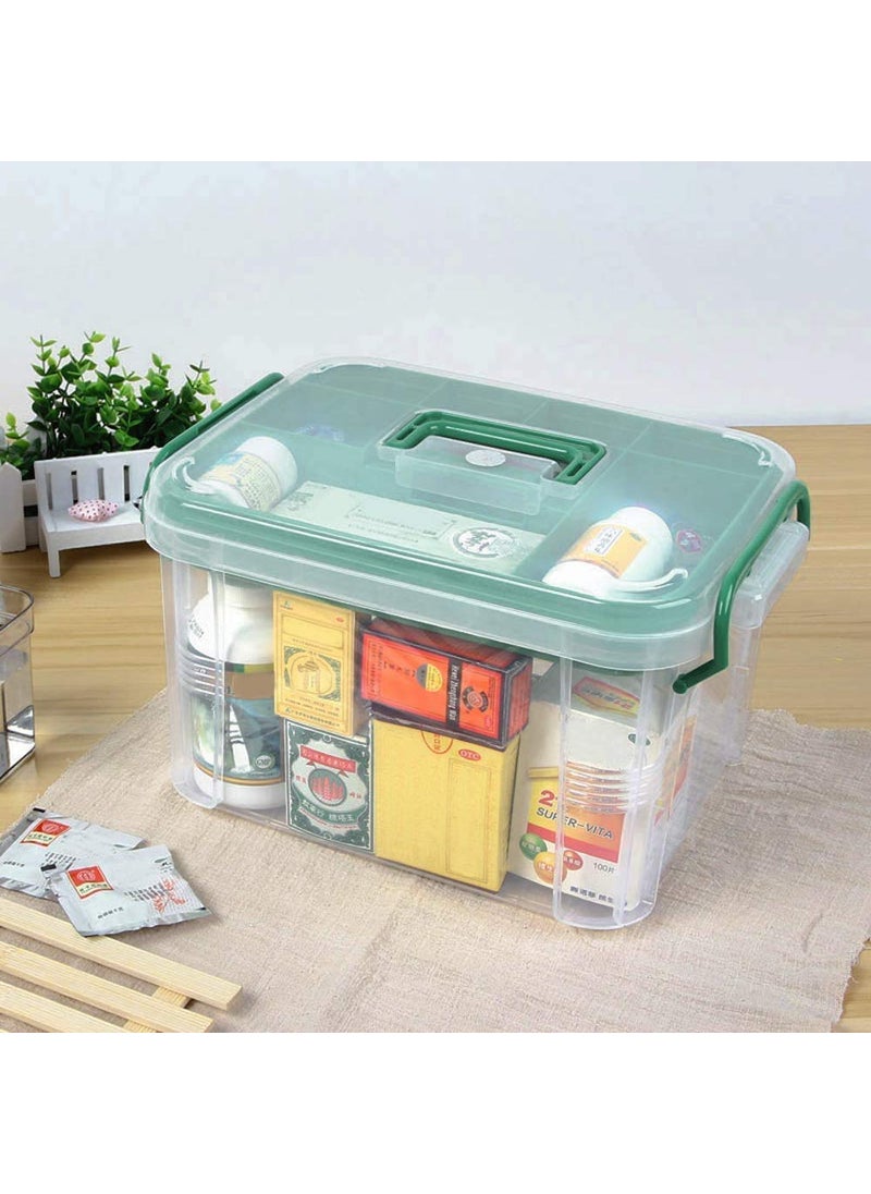 Jugte First Aid Medical Box With 6 Compartments Emergency Transparent Medical Kit Box Medicine Storage Box With Detachable Tray And Lid First Aid Kit Storage Box First Aid Box Plastic