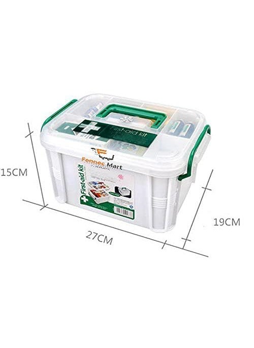 Fennec Mart Plastic First Aid Box 2 Layers with Compartments Family Medicine Storage Organizer 1 Pack MULTI COLOR