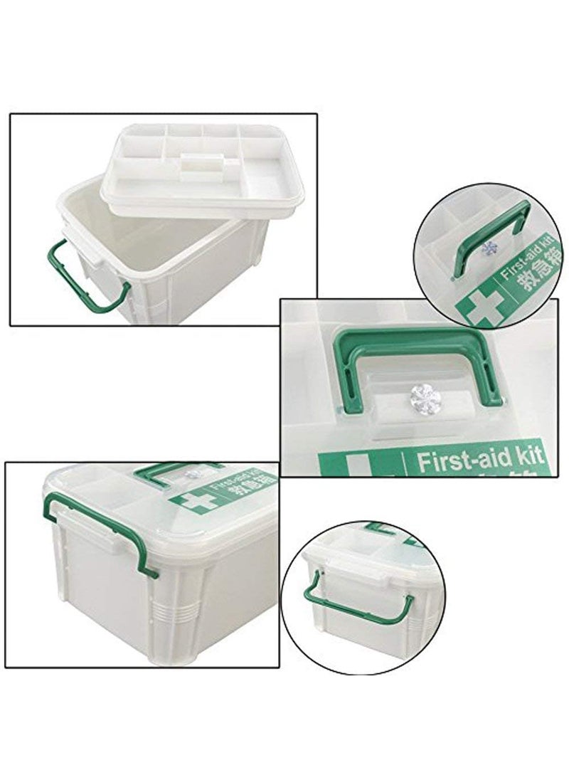 Fennec Mart Plastic First Aid Box 2 Layers with Compartments Family Medicine Storage Organizer 1 Pack MULTI COLOR