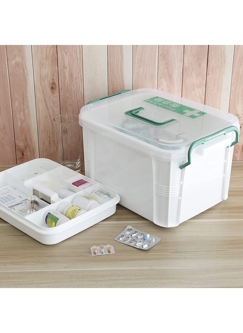 Fennec Mart Plastic First Aid Box 2 Layers with Compartments Family Medicine Storage Organizer 1 Pack MULTI COLOR