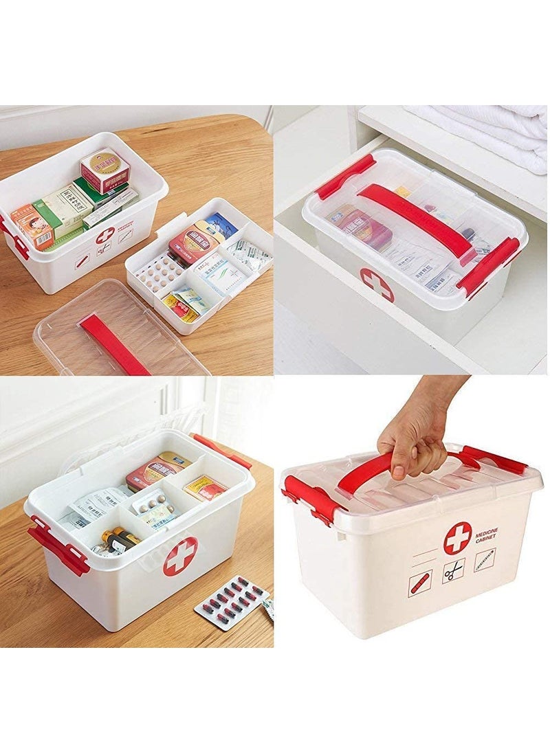 BLINE Portable Double Layers Plastic Rectangular Medicine Cabinet Household First Aid Kit Medical Box Multicolor