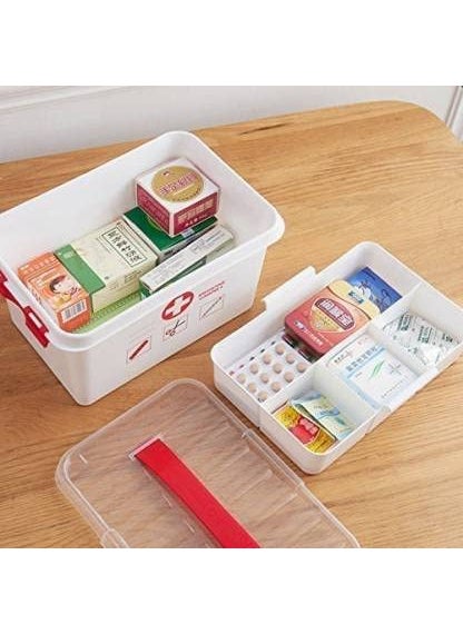 BLINE Portable Double Layers Plastic Rectangular Medicine Cabinet Household First Aid Kit Medical Box Multicolor