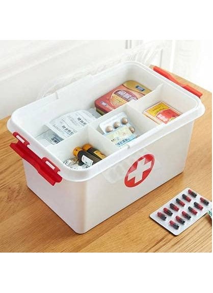 BLINE Portable Double Layers Plastic Rectangular Medicine Cabinet Household First Aid Kit Medical Box Multicolor
