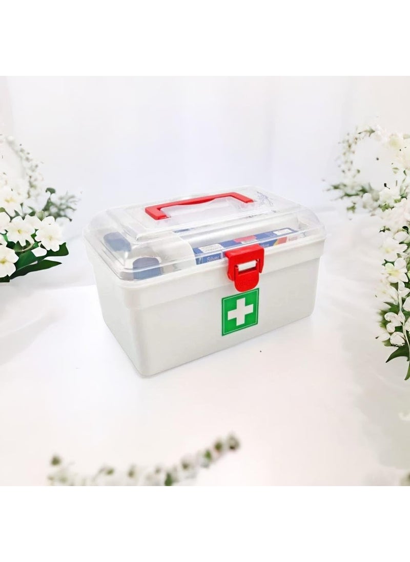 Harivar Mart First Aid Kit Emergency Medicine Storage Box with Detachable Tray and Lid Handle Portable for Home Camping Travel Hiking Medical Box First Health Care