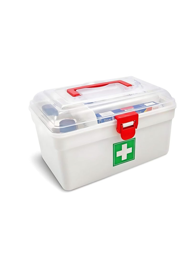 HARIVAR MART MultiLayer Utility First Aid Kit Medical Storage Rectangular Box 28 x 20 x 14 cm White Acrylonitrile Butadiene Styrene