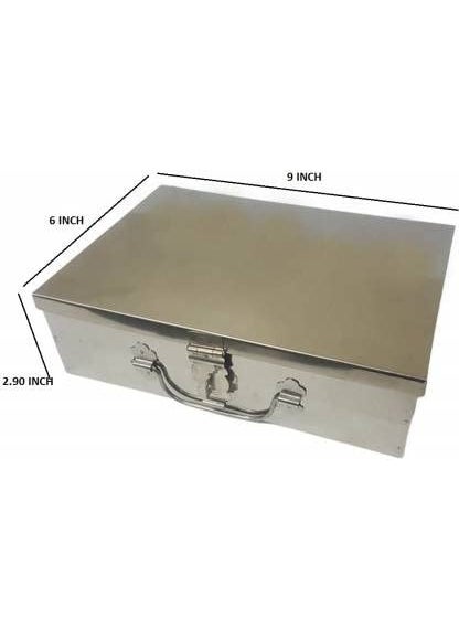 Crevita Stainless Steel Rectangular Empty Medicines StorageFirst Aid Box For all use Set of 2 pic Silver color 1st 9 inch 2nd10 inch