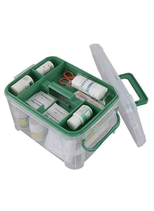 SAJAG First Aid Medical Box Emergency Transparent Medical Kit Box Medicine Storage Box with Detachable Tray and Lid First Aid Kit Storage Box for Travel Car Home Camping Office Vehicle