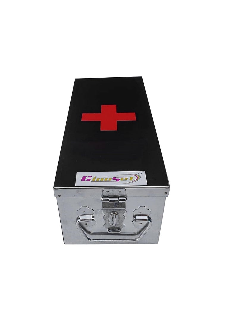 GinoSet Stainless Steel Rectangular Empty Medicines StorageFirst Aid Box For all use Silver L32 CM W1225 CM H95 CM 12 Inch box