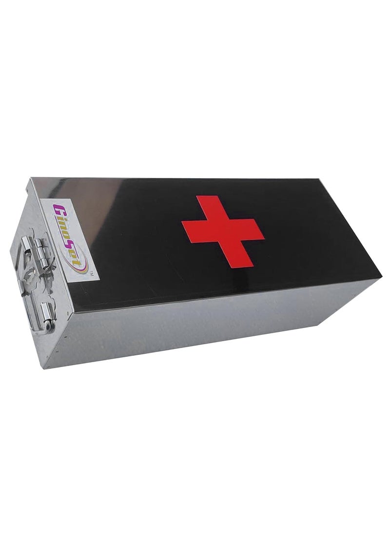 GinoSet Stainless Steel Rectangular Empty Medicines StorageFirst Aid Box For all use Silver L32 CM W1225 CM H95 CM 12 Inch box