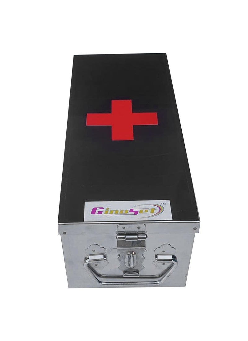 GinoSet Stainless Steel Rectangular Empty Medicines StorageFirst Aid Box For all use Silver L32 CM W1225 CM H95 CM 12 Inch box