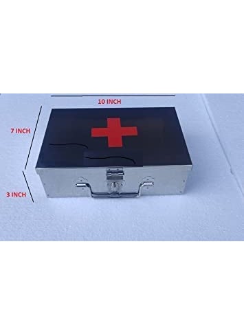 GvanyS SS Rectangular Empty Medicines Storage First Aid Box For all use Like Hospital Home Office Hotel Ext Set of 2 pic Silver color Box 9 10 inch
