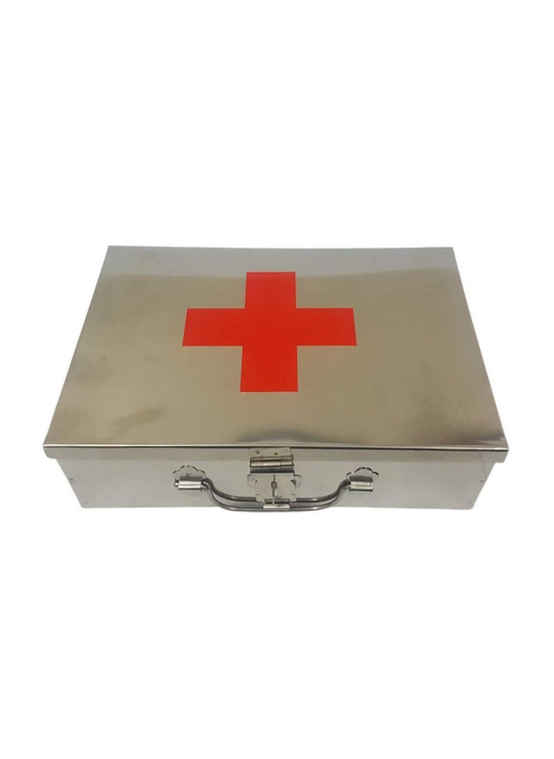 Jayco Stainless Steel Empty First Aid BoxSS Medicines Storage Peti 13 L x 10 W x 4 H