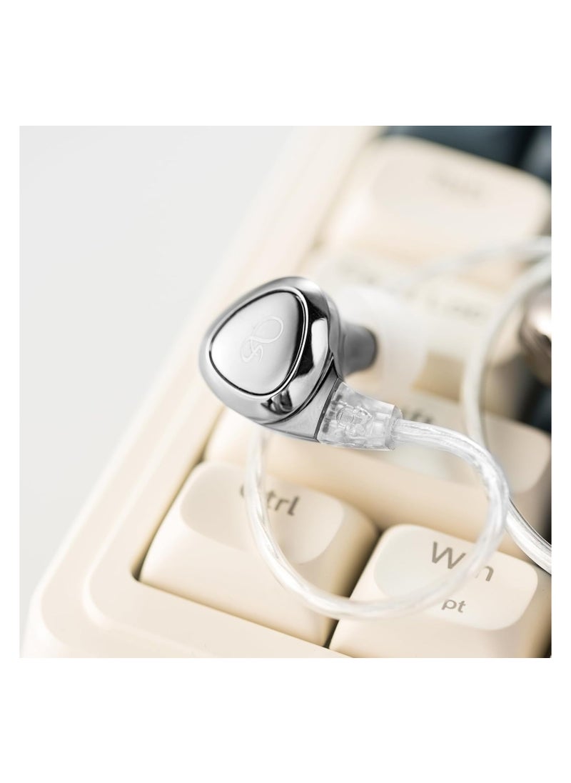Shanling SONO Wired Earphone Triple-Driver Hybrid Earphones Affordable Hi-Fi Sound Two Dynamic Drivers Coaxial Design with Interchangeable Cable Sivler Affortable set for travelling(Gift/Holiday)