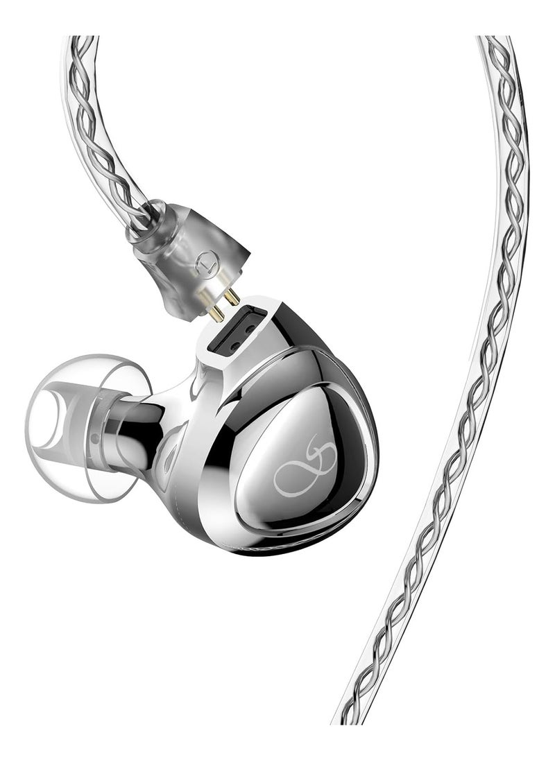 Shanling SONO Wired Earphone Triple-Driver Hybrid Earphones Affordable Hi-Fi Sound Two Dynamic Drivers Coaxial Design with Interchangeable Cable Sivler Affortable set for travelling(Gift/Holiday)