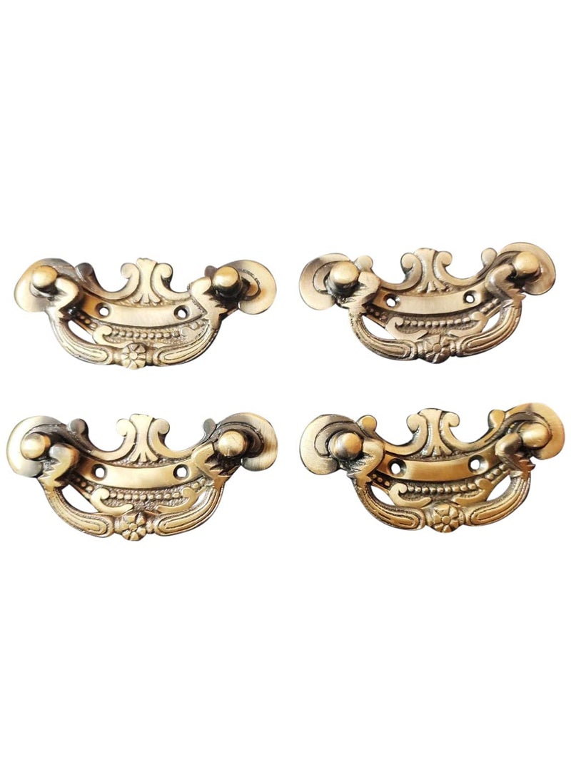 Teclican Hardware Solutions Vintage Brass Antique Finish Chest HandlesDrawer Pulls Pack of 4