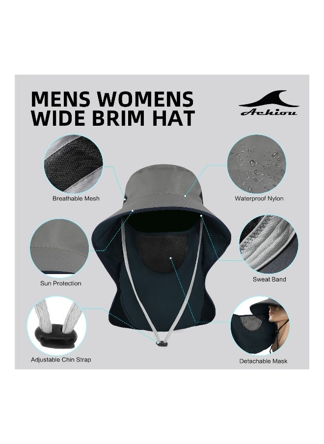 Fishing Hat for Men Women, Wide Brim UV Sun Protection Hat UPF 50+, Waterproof Sun Hat Cap with Neck Flap Face Cover
