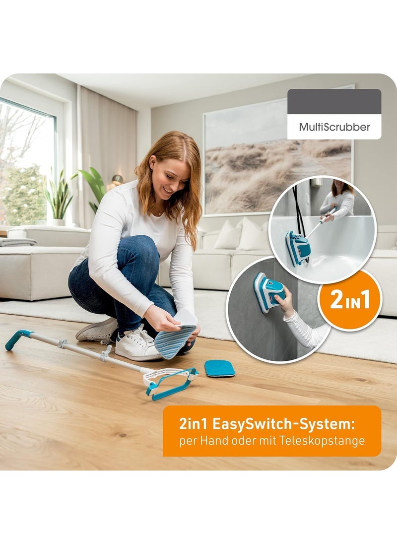 PROSFIA MultiScrubber Electric Scrubber Battery Wiper for Effortless Wiping Scrubbing and Polishing 2in1 Mop System as Hand Scrubber Floor Mop Includes 2 Attachments
