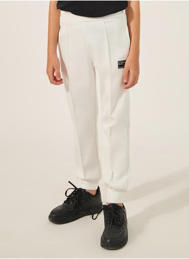 Solid Pintuck Detail Cuffed Joggers