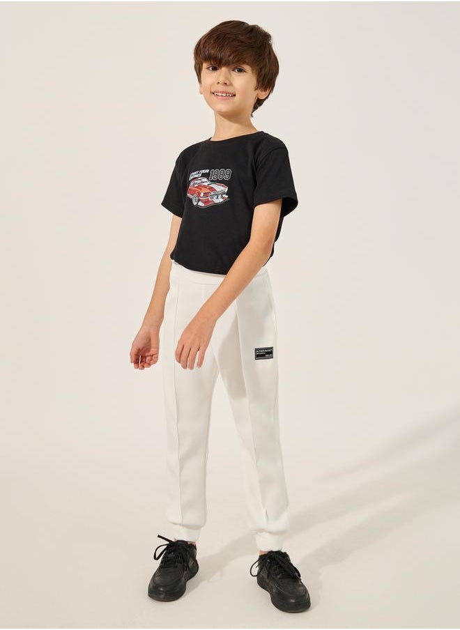 Solid Pintuck Detail Cuffed Joggers