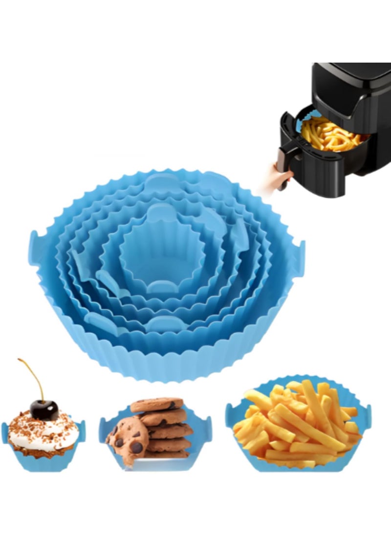 LEKORED 6Pcs Different Size Air Fryer Silicone Liners Food Grade NonStick Accessories Reusable Basket Kitchen Air Fryers Oven Accessories Round Tray Pack of 6 Multicolor