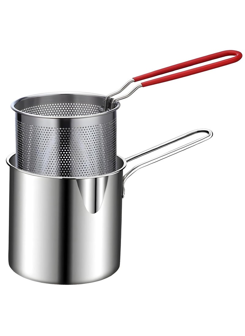 Botash Stainless Steel Deep Fryer Pot with Detachable Oil Filter Basket 1200ml Deep Fry Pan Long Handle For HomeKitchen French Fries Pot Fry Your Favourite Dish1pcsmulticolour