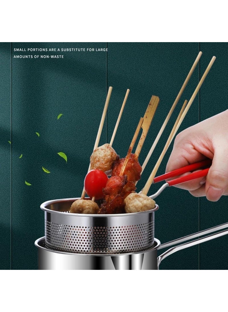 Botash Stainless Steel Deep Fryer Pot with Detachable Oil Filter Basket 1200ml Deep Fry Pan Long Handle For HomeKitchen French Fries Pot Fry Your Favourite Dish1pcsmulticolour