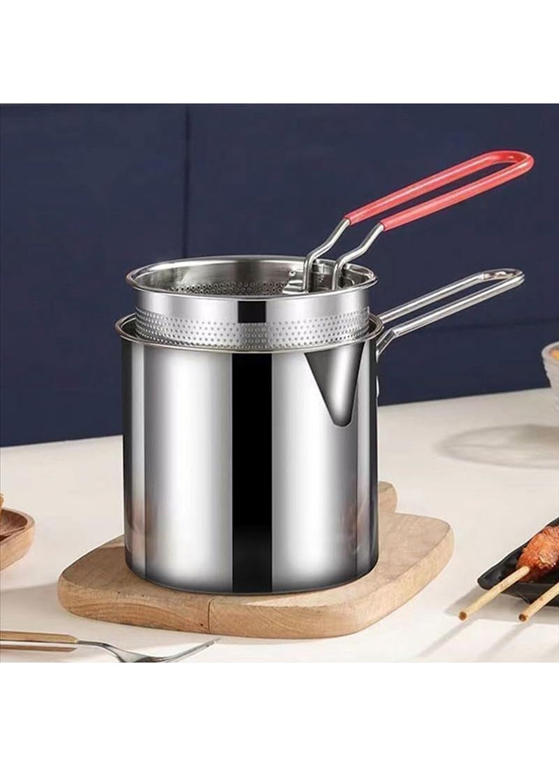 jippco 1200ml Stainless Steel Deep Frying Pot with Strainer Basket Perfect for French Fries Chicken Wings Shrimp Fish Boiling Butter Pasta