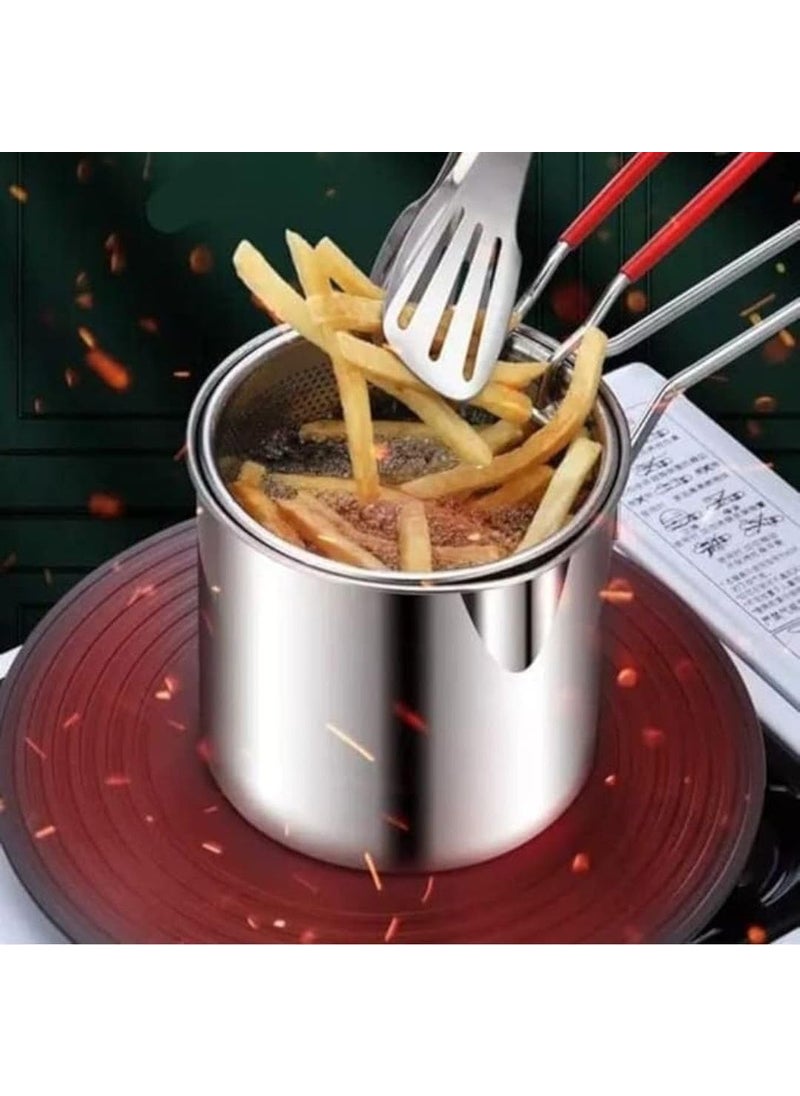 jippco 1200ml Stainless Steel Deep Frying Pot with Strainer Basket Perfect for French Fries Chicken Wings Shrimp Fish Boiling Butter Pasta