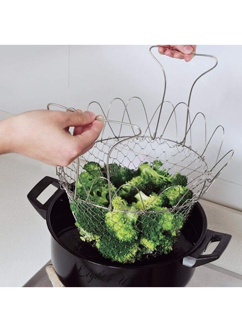 FAGVA Chef Foldable Steam Basket Collapsible Deep Frying Basket