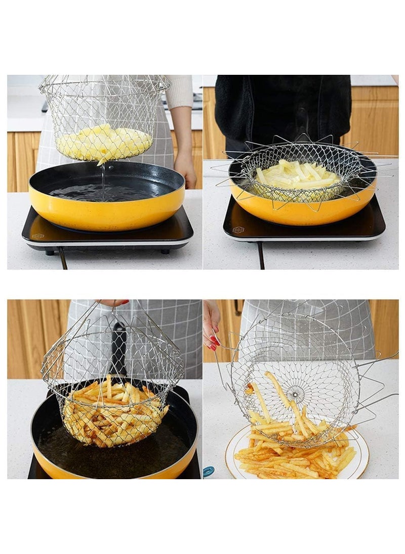 FAGVA Chef Foldable Steam Basket Collapsible Deep Frying Basket