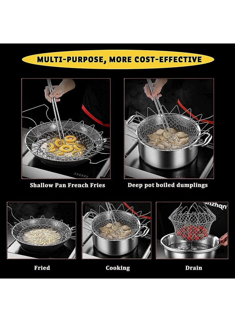 FAGVA Chef Foldable Steam Basket Collapsible Deep Frying Basket
