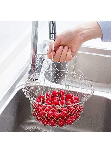 FAGVA Chef Foldable Steam Basket Collapsible Deep Frying Basket