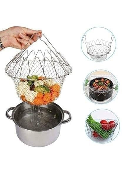 FAGVA Chef Foldable Steam Basket Collapsible Deep Frying Basket
