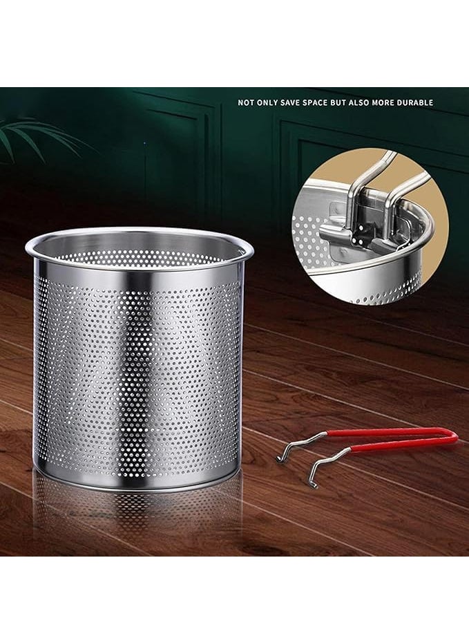 Small Deep Frying Pot with Strainer Basket 1200ml Stainless Steel Pan with Handle Ideal for Frying French FriesChicken WingsShrimpFishBoiling ButterSauceGraviesPasta1Piece