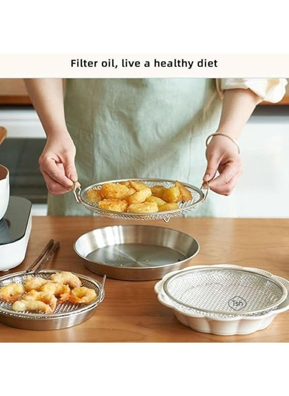 Gyanadh Oil Leakage Net in Stainless Steel Deep Fryer Oil Strainer Mesh Drain Plate Multipurpose Food Fryer Filter Basket Frying Sieve for Potato Chips Snacks Basket 24x225x4 CM