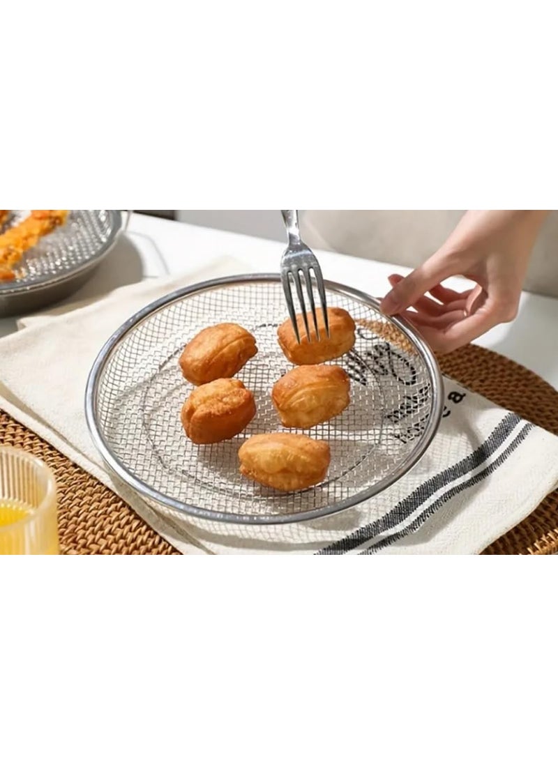 Gyanadh Oil Leakage Net in Stainless Steel Deep Fryer Oil Strainer Mesh Drain Plate Multipurpose Food Fryer Filter Basket Frying Sieve for Potato Chips Snacks Basket 24x225x4 CM