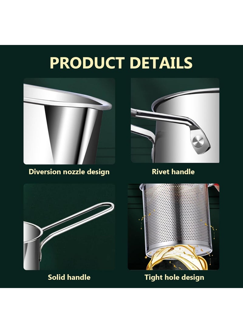Kresal Fryer Pan Multifunctional Fryer Basket Stainless Steel Deep Fryer Pan Durable Portable Mini Long Handle Fryer Pan with Strainer for Home