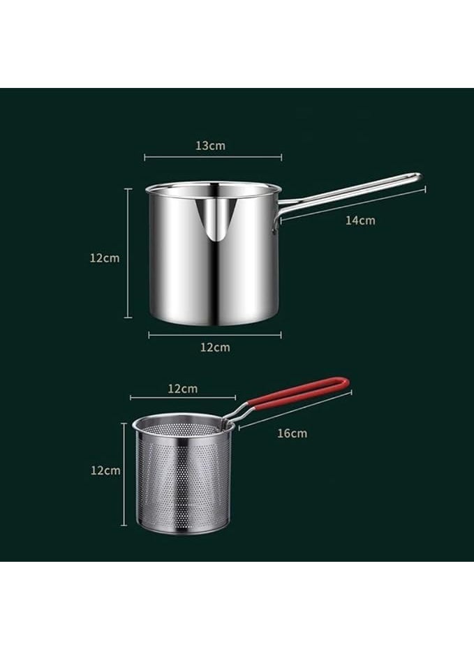 JOLYMIT Small Deep Frying Pot with Strainer Basket 1200ml Deep Frying Pot with Strainer Basket 1200ml 1 Pcs