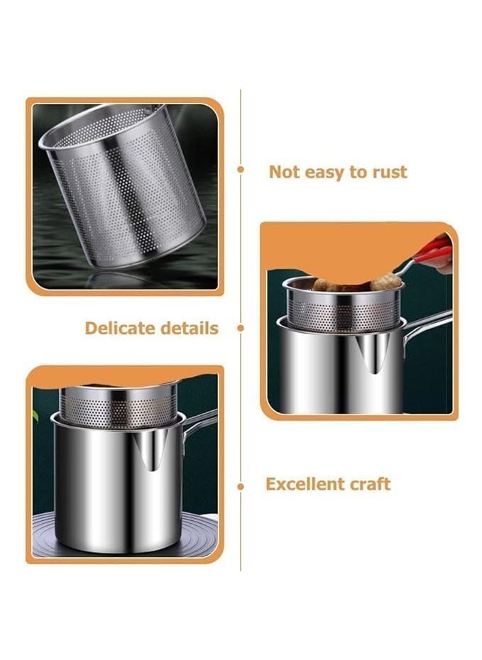 JOLYMIT Small Deep Frying Pot with Strainer Basket 1200ml Deep Frying Pot with Strainer Basket 1200ml 1 Pcs