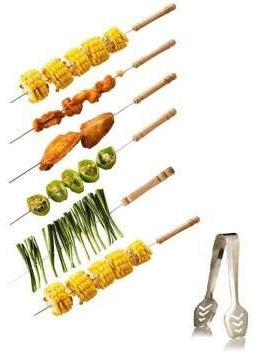 HOTBERG Hot Berg 2In1 Electric Non Electric Barbeque Grill 6 Wooden Handle SkewersOne Grill StandHand GlovesSteel Tong Black Free Standing