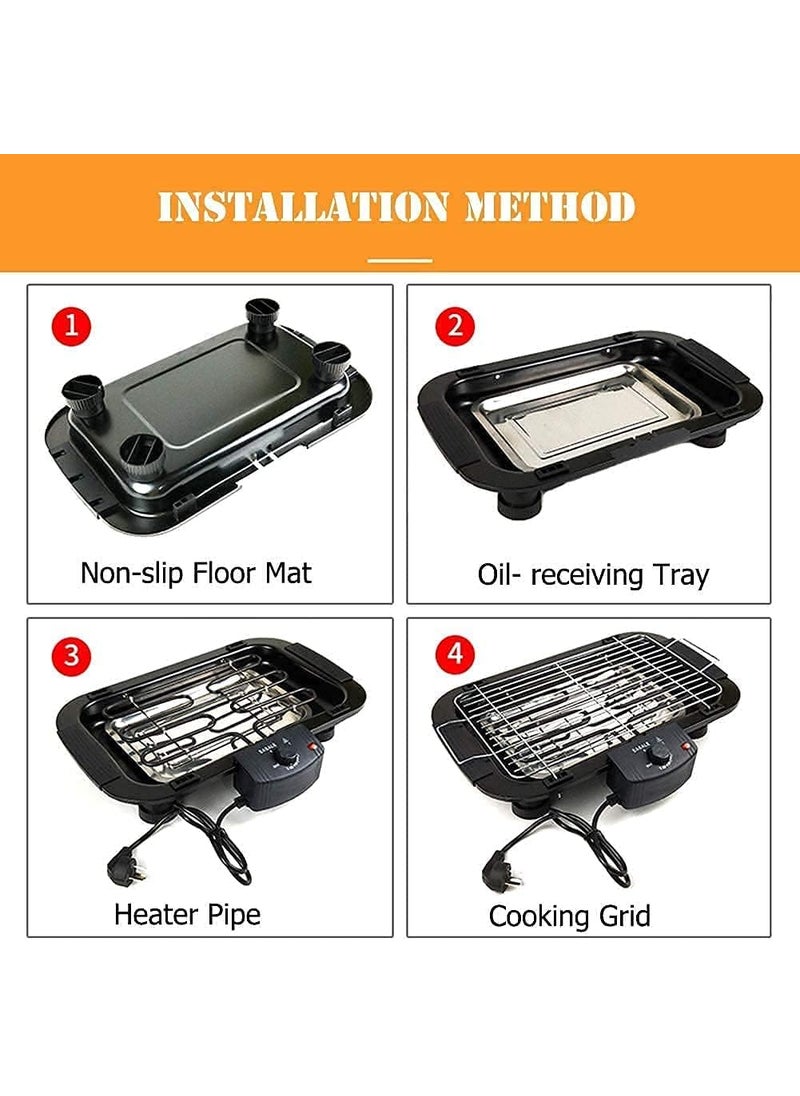 Glowick Electric Barbeque Grill 2000w Tandoori Maker Temperature Control Barbeque Grill for Home Removable Water Filled Drip Tray 1Pcs
