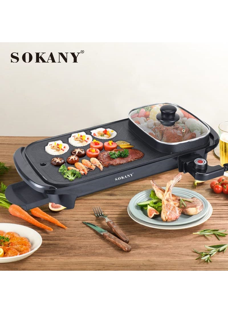 Verana BBQ Hot Pot NonStick Pan FullFunction Powerful Stove Grill Double Burner Smokeless Round Baking Electric MultiFunction Pot Electric Barbecue Grill OnePiece shabushabu