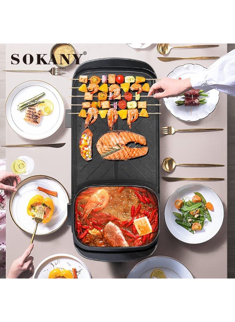 Verana BBQ Hot Pot NonStick Pan FullFunction Powerful Stove Grill Double Burner Smokeless Round Baking Electric MultiFunction Pot Electric Barbecue Grill OnePiece shabushabu