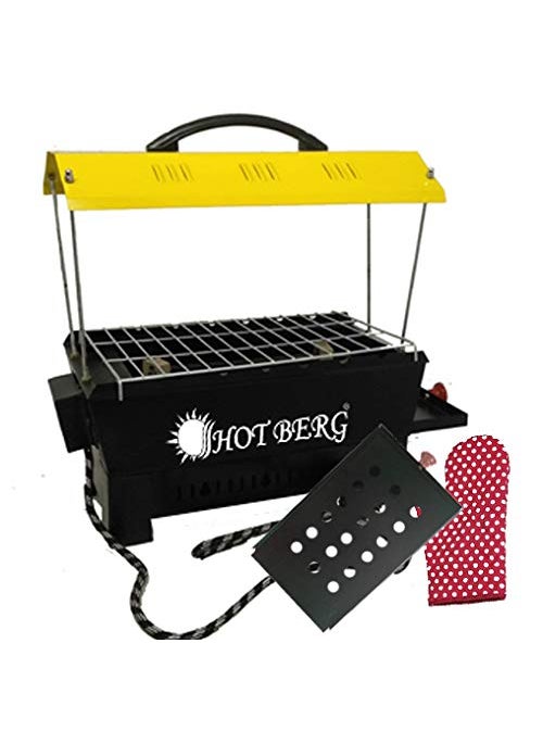 HOTBERG Multi 2in1 Electric and Non Electric Barbeque Grill Big with Yellow Hut Shape Electric Grill